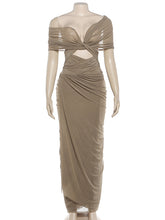 Sexy Draped See-through Slim Maxi Dress