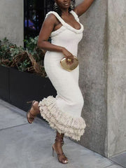 Sexy Twists Braided Strap Tassel Bodycon Dress