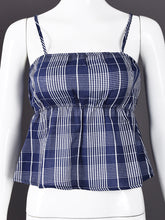 Casual Spaghetti Strap Plaid Ruffle Tank Top