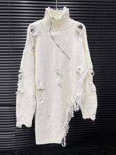 Fashion Half High Neck Pin Hole Sweater