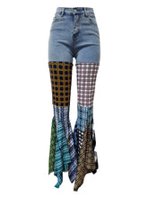 Casual Houndstooth Patchwork Jeans