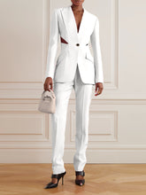 Fashion Hollow Out Blazer Suit Pants Set