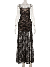 Sexy Spaghetti Strap Lace Slit Maxi Dress