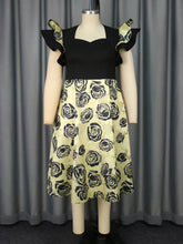 Ruffle Sleeve A-Line Jacquard Dress Party Gowns