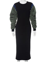 Ribbed Knit Patchwork Casual Dress