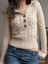 Vintage Hooded Cropped Knit Sweater