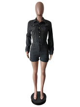 Fashion Button-Up Denim Romper
