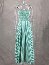 Sexy Striped Sleeveless Strapless Maxi Dress