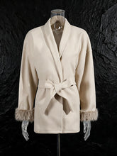 Elegant Long Sleeve Notched Collar Lace-up Coat