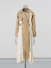 Fashion Irregular Lace Patchwork Trench Coat