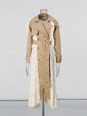 Fashion Irregular Lace Patchwork Trench Coat