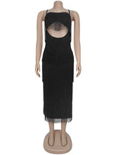 Sexy Tassels Hollow Out Spaghetti Strap Club Dress