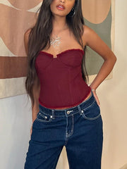 Sexy Back Lace Up Corset Wrap Chest Tops