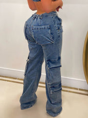Casual Zipper Multi-pocket Cargo Jeans