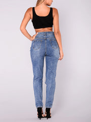 Fashion High Waist Ripped Jeans