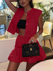 Elegant Sleeveless Tank Tops And Mini Skirts Sets