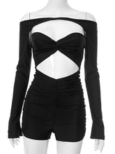 Sexy Off Shoulder Knot Hollow Out Detail Rompers