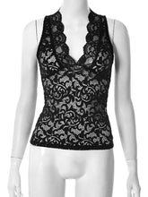 Sexy V Neck Mesh Lace See Through Tank Top