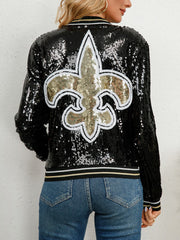 Casual Zipper Up Sequin Cardigan Jacket