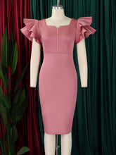 Elegant Ruffle Sleeve Cocktail Semi Formal Prom Dress