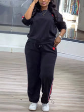 Striped Loose Sports Casual Two Piece Set