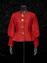 Fashion Lantern Sleeve Cinched Waist Slim Jacket