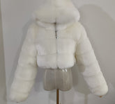 Hooded Tiered Faux Fur Cropped Jacket-boutique