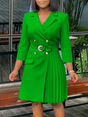 Fashion Cinched Waist Folding Stitching Blazer Dress