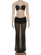 Sexy Crop Top And See-Through Maxi Skirt Club Set