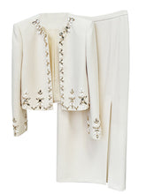 Boutique Crystal Embellished Cardigan Slit Skirt Sets