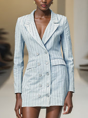 Boutique Rhinestone Double-breasted Blazer Dress