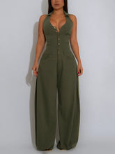 Fashion Halter Backless Slim Wide Leg Jumpsuit