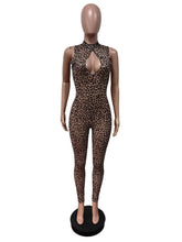 Sexy Leopard Print Sleeveless Elastic Jumpsuit
