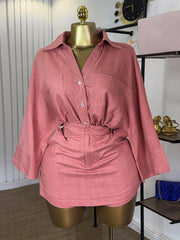 Fashion Batwing Sleeve Shirt and Shorts Skirts Sets