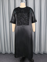 Elegant Round Neck Sequin Loose African Party Dress