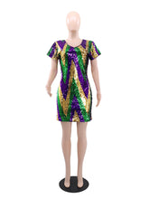 Fashion V Neck Sequin Package Hip Dress