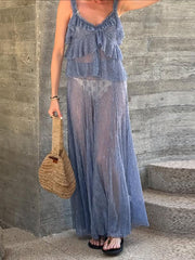 Sexy Lace See-Through Tiered Top and Skirt Sets