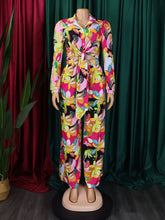 Printed Blouse Wide Leg Trousers Two Pieces Set