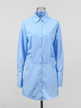 Casual Loose Spliced Button Lapel Shirt Dress