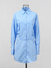 Casual Loose Spliced Button Lapel Shirt Dress