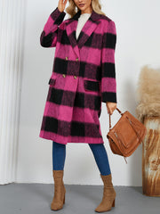 Plaid Peaked Lapel Wool-Blend Blazer Coat