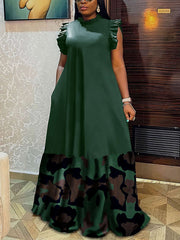 Fashion Leopard Print Patchwork Loose Maxi Dress