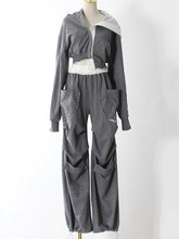 Color Irregular Hoodie Wide Leg Pants Set