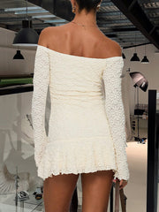 Sexy Ruched Off Shoulder Bodycon Mini Dress