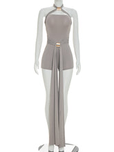 Casual Halter Lace-up Sleeveless Ribbon Romper