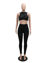 Round Neck Crop Vest and Skinny Pant Casual Two Piece