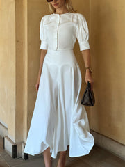 Elegant O Neck Cropped Top and Maxi Skirt Sets