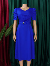 Elegant V-Neck High Waist Pleated Dress