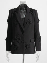Fashion Floral Embellished Slim Blazer