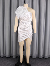 Elegant One Shoulder Ruffle Trim Bodycon Dress